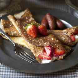 Crepes with freshly picked strawberries
