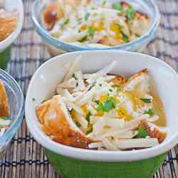 Baked Eggs in a Basket with Asiago Cheese