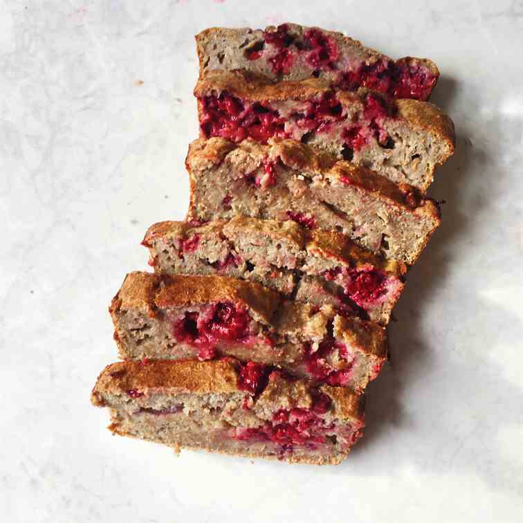 Healthy raspberry banana bread