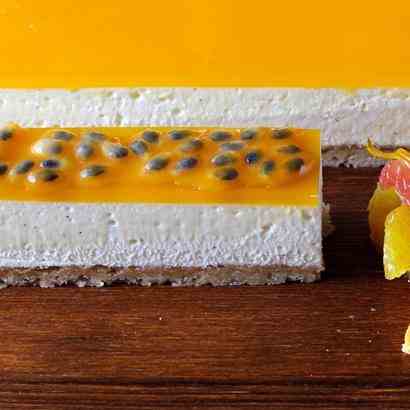 Passion fruit and vanilla cheesecake