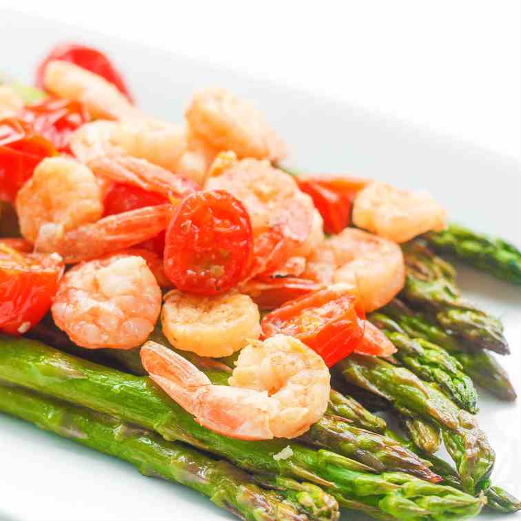 Roasted Lemon Garlic Shrimp and Asparagus