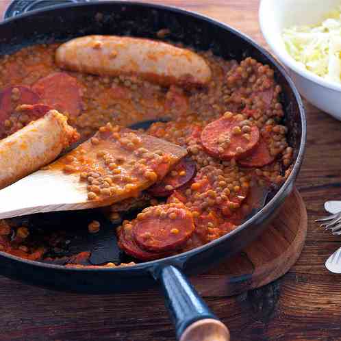 sausage supper with lentil