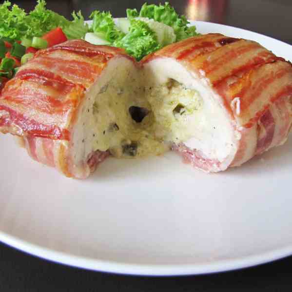 Bacon wrapped Jalapeno Popper Chicken