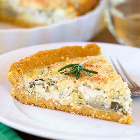 Artichoke Rosemary Polenta Tart