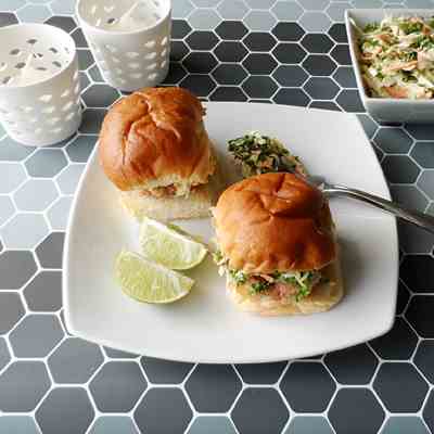 Ginger Salmon Sliders with Slaw