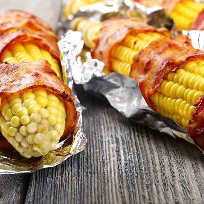 Corn on the Cob Wrapped in BacON