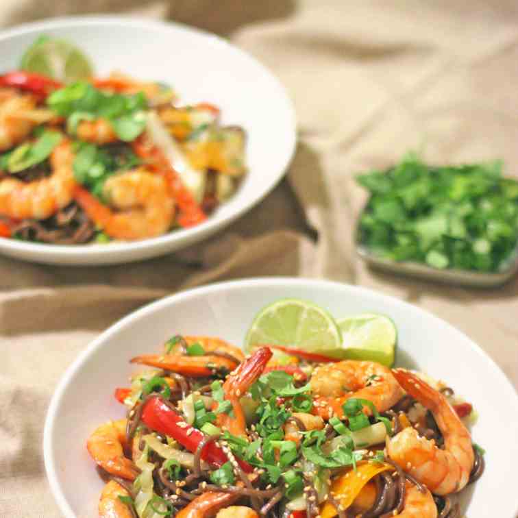 SHRIMP SOBA NOODLE STIR-FRY