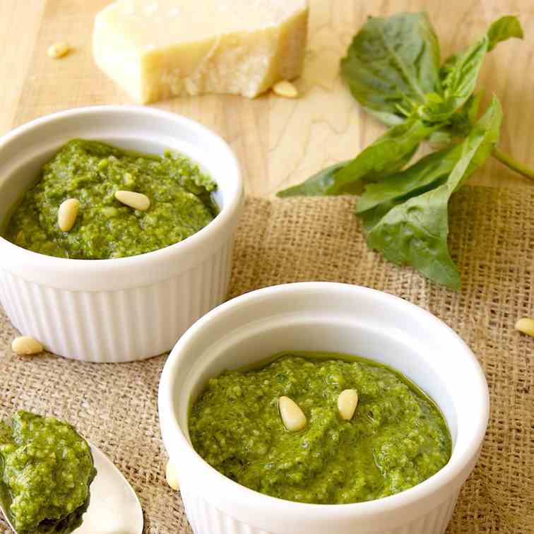 Homemade basil pesto