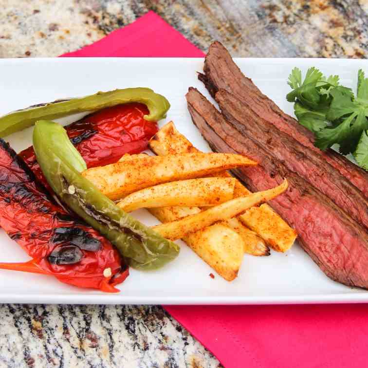 Flank Steak with BBQ Sweet Potato Fries