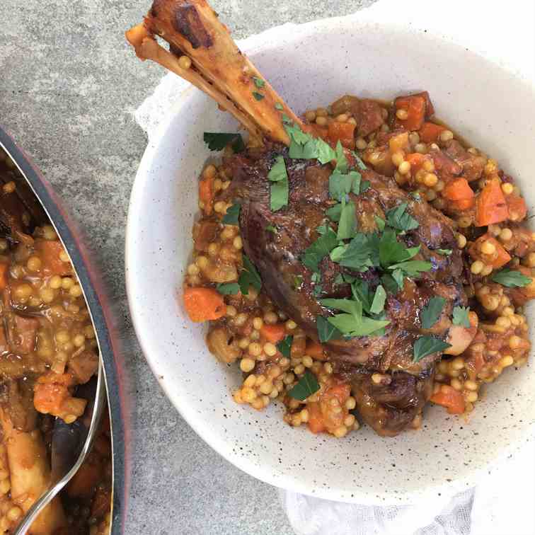 Lamb Shanks with Fennel - Giant Couscous