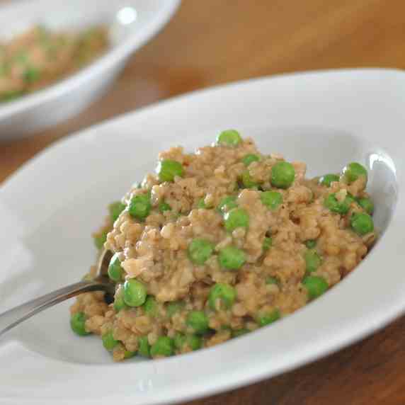 Savory Steel Cut Oats and Peas