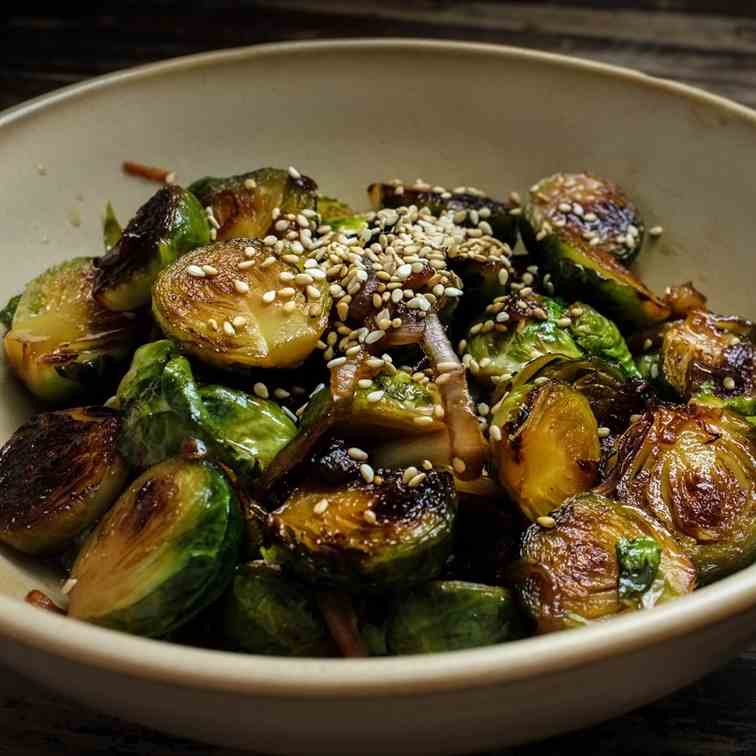 Honey Glazed Pan Fried Brussels Sprouts