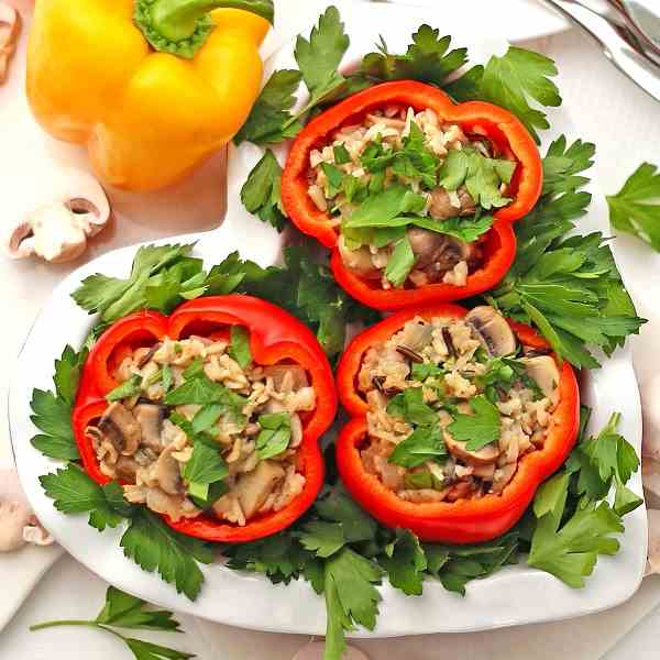 Stuffed Bell Peppers Wild Rice Mushrooms