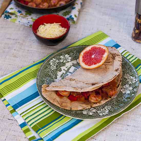 Shrimp and cheese quesadillas