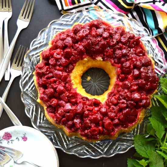 Raspberry Upside Down Bundt Cake