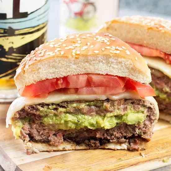 Bacon Wrapped Guacamole Burger Bombs