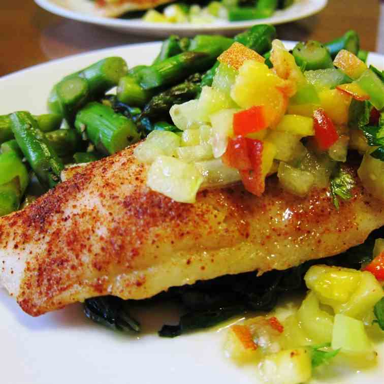 Swai Fillets with Peach Relish