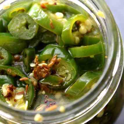 Green Pepper and Chili Pickles