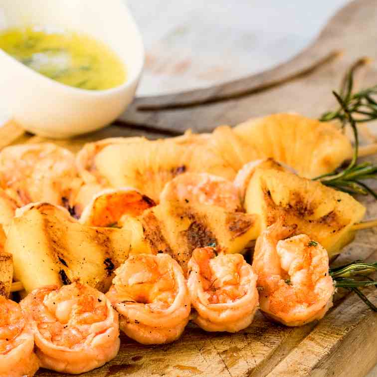 Shrimp on Rosemary Skewers