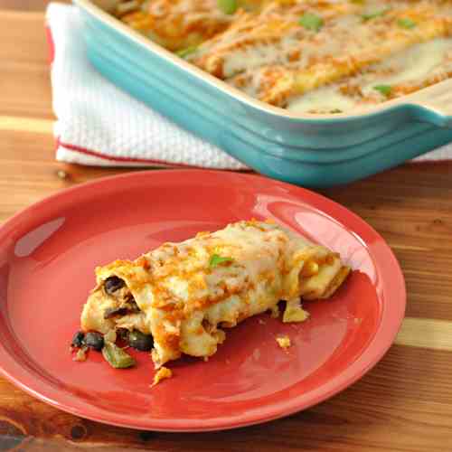 Chicken & Black Bean Enchiladas with a Pum