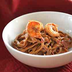 Shrimp Carbonara with Chili Tagliatelle