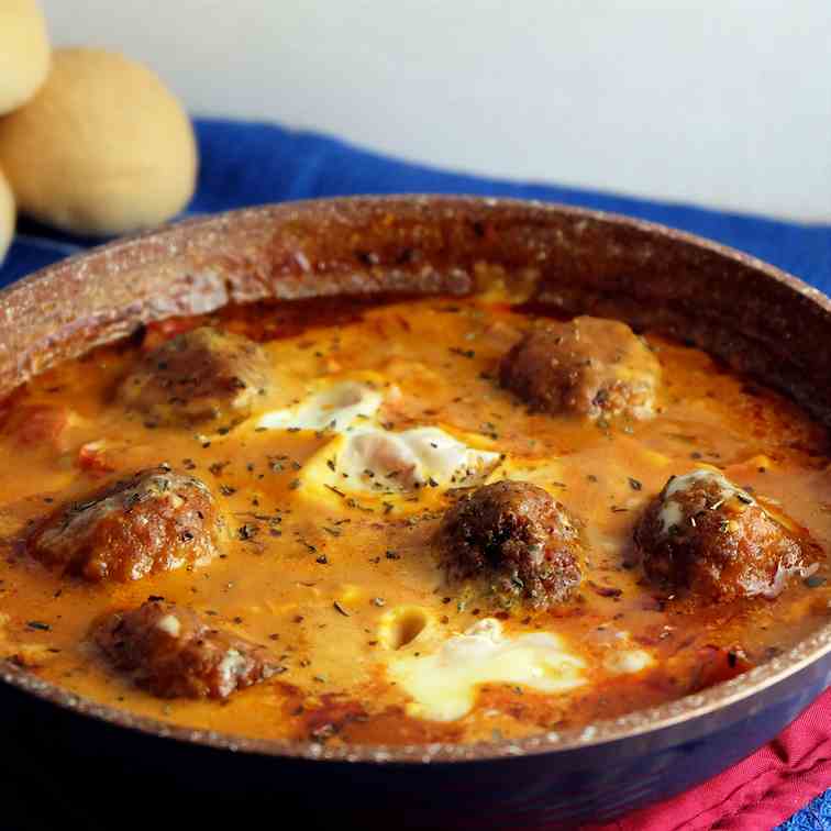 Eggs in Purgatory in Meatballs