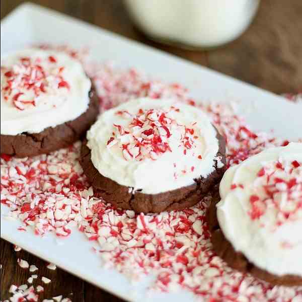 Peppermint Frosted Chocolate Cookies