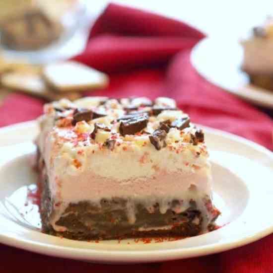 Peppermint Ice Cream Brownie Bars