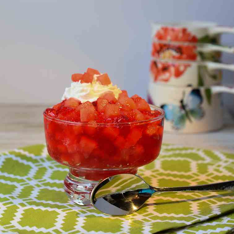 Strawberry Gelatin with Watermelon