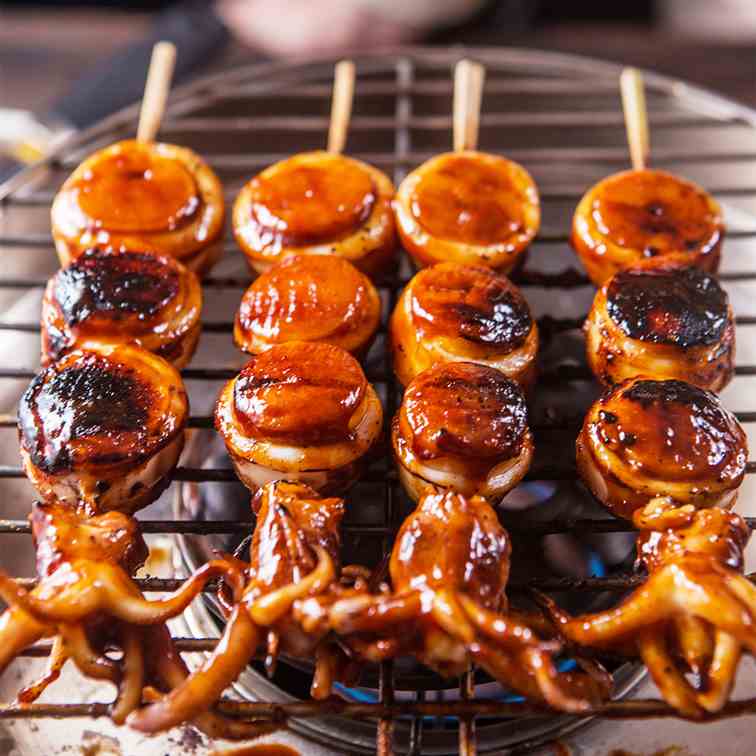 Grilled Squid Hotdog Skewer