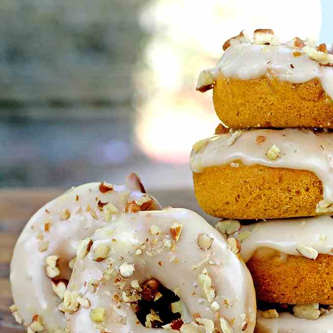 Baked Mini Pumpkin Pecan Donuts