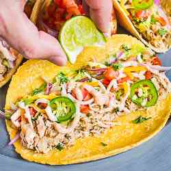 Beer Braised Baja Chicken Tacos