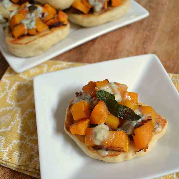 Butternut Squash & Gorgonzola Pizzas