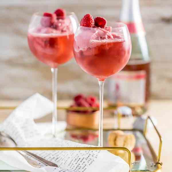 Raspberry Pink Champagne Floats