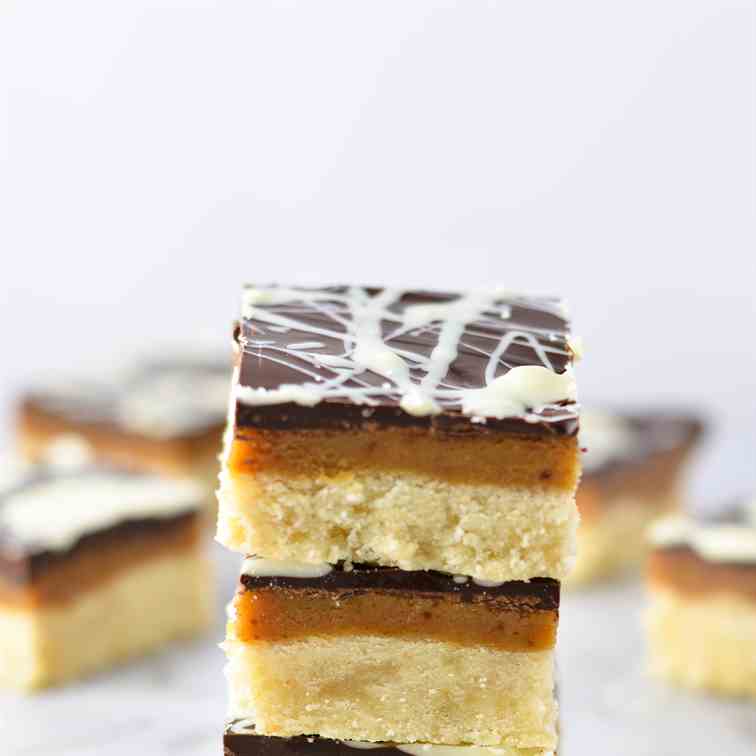 White Chocolate Swirled Millionaire Bars