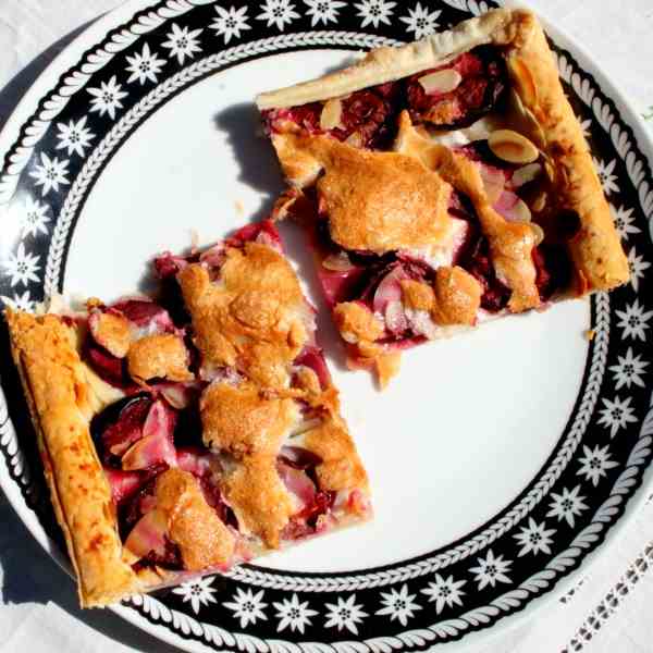 Prune Pie with Almond Baiser