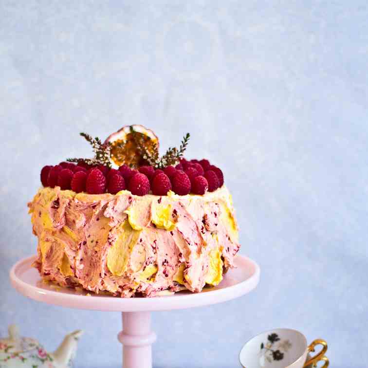 Passionfruit Raspberry Layer Cake