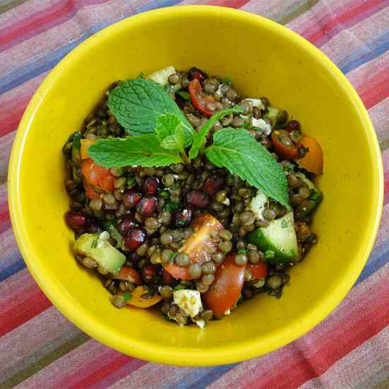 Lentil Salad with Pomegranantes