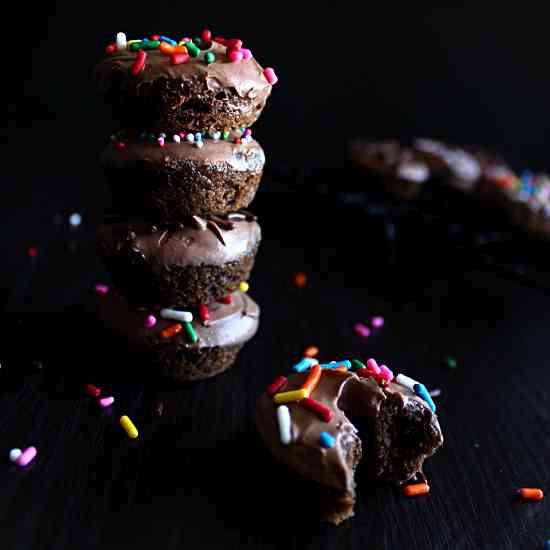 Mini Baked Chocolate Donuts
