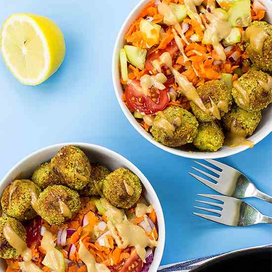 Fabulous Falafel and Fake Tahini Salad