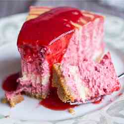 Strawberry zebra-striped cheesecake