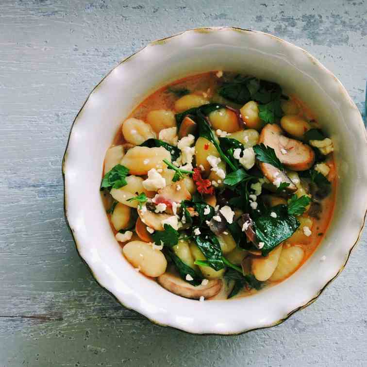 Mushroom Gnocchi with Feta Cheese