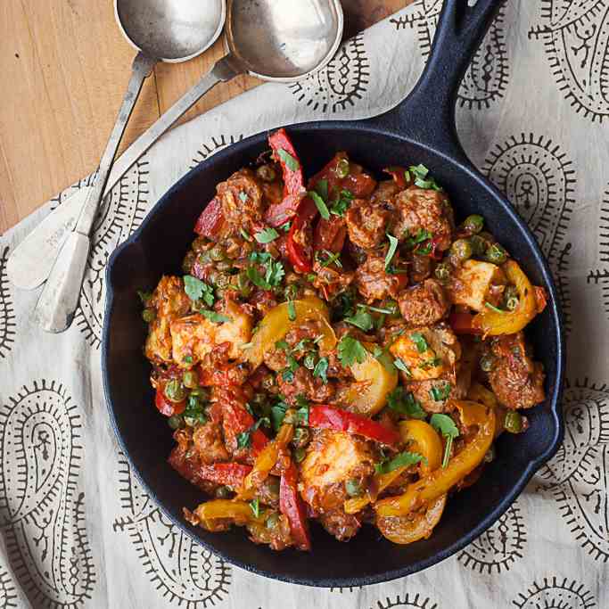 Paneer and soya chunks Jalfrezi