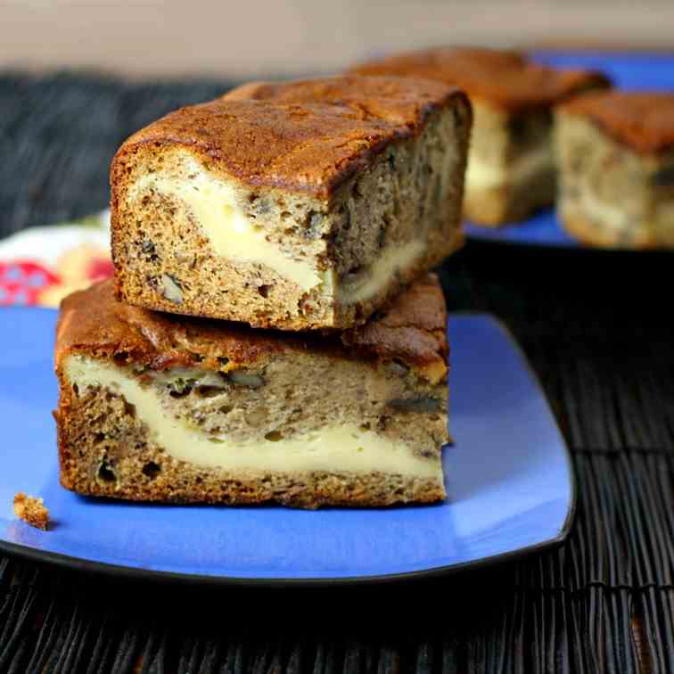 Cheesecake Stuffed Banana Bread