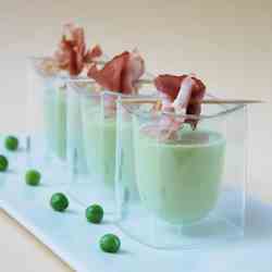 Cold Cream of peas with ham