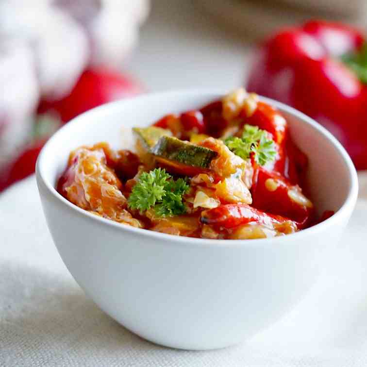 Courgette stew with ground meat