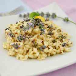 Prosecco risotto and lavender flower