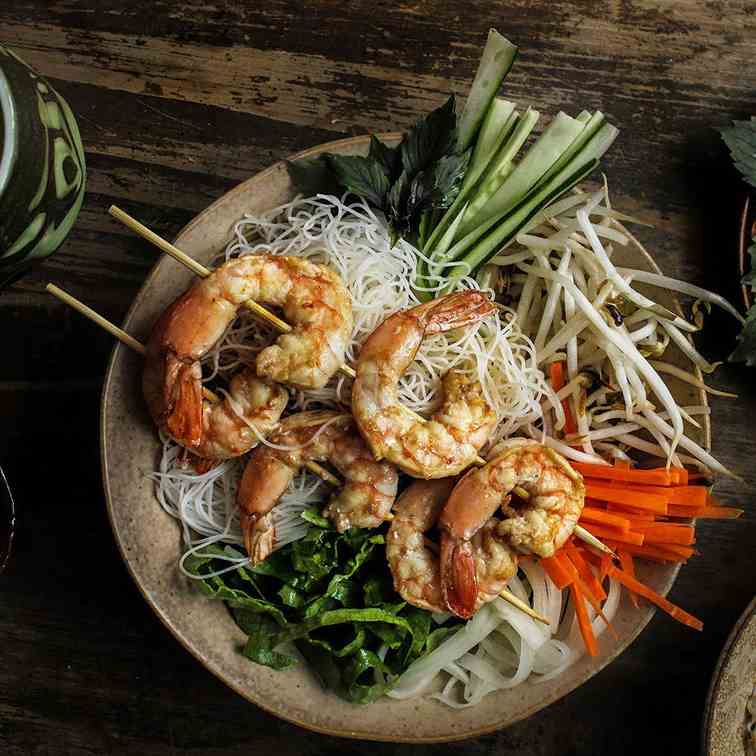 Grilled Shrimp Vermicelli Noodle Bowl