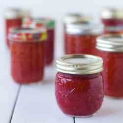 Honey-sweetened raspberry jam