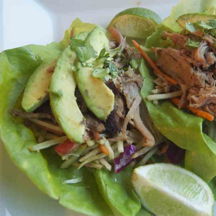 Pulled Pork and Simple Slaw Lettuce Cups